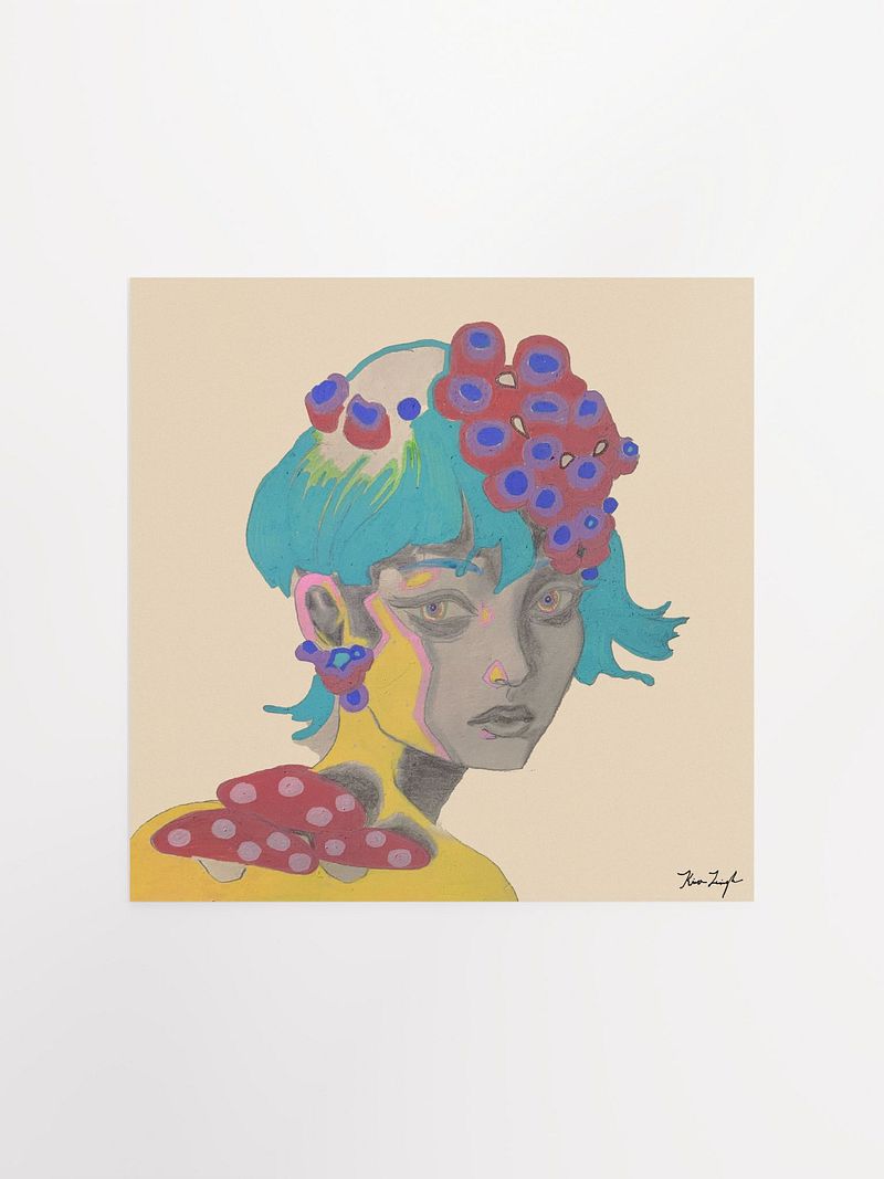 The Girl With the Mushroom Earring Square Matte Print