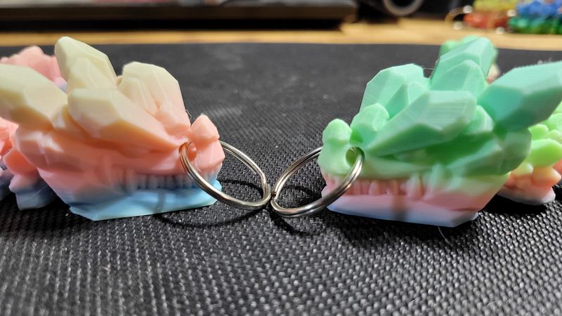 Articulated Rock Dragon Keychain (Pastel Green, Pink, Blue)