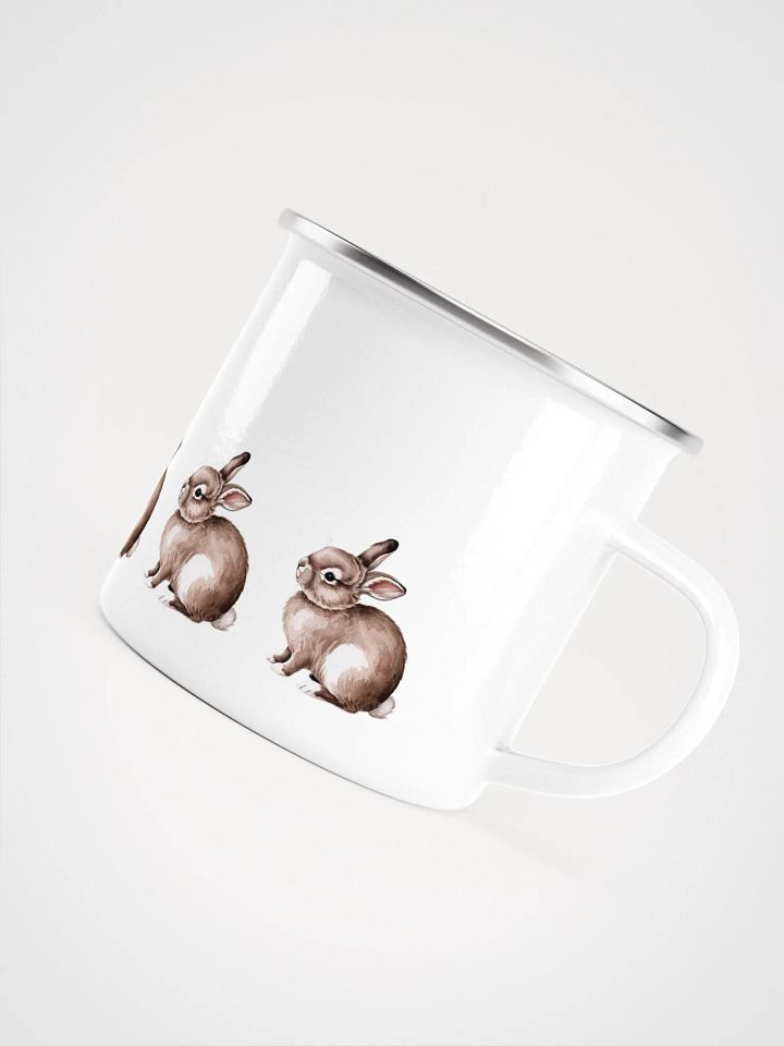 Whimsical Woodland Rabbits Enamel Mug - Häschentasse Camping und Kindergarten product image (1)