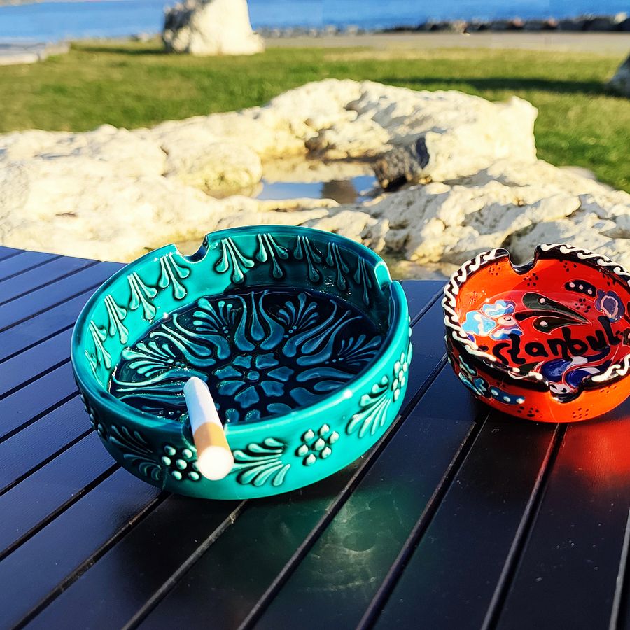Handmade Turquoise Ceramic Ashtray – Unique Artisanal Home Decor, directly from the shores of the Bosphorus! product image (3)