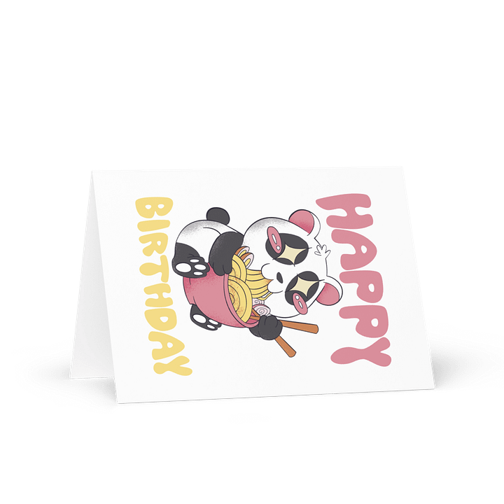 Happy Birthday (Panda Eating Noodles) Birthday Card 5" x 7" product image (1)