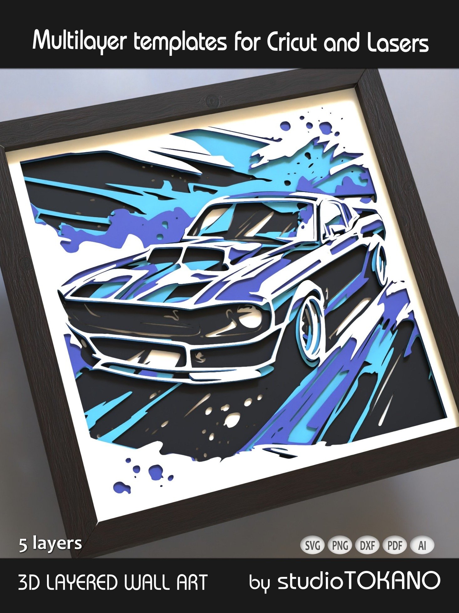 Ford Mustang 3D Shadow Box SVG product image (4)