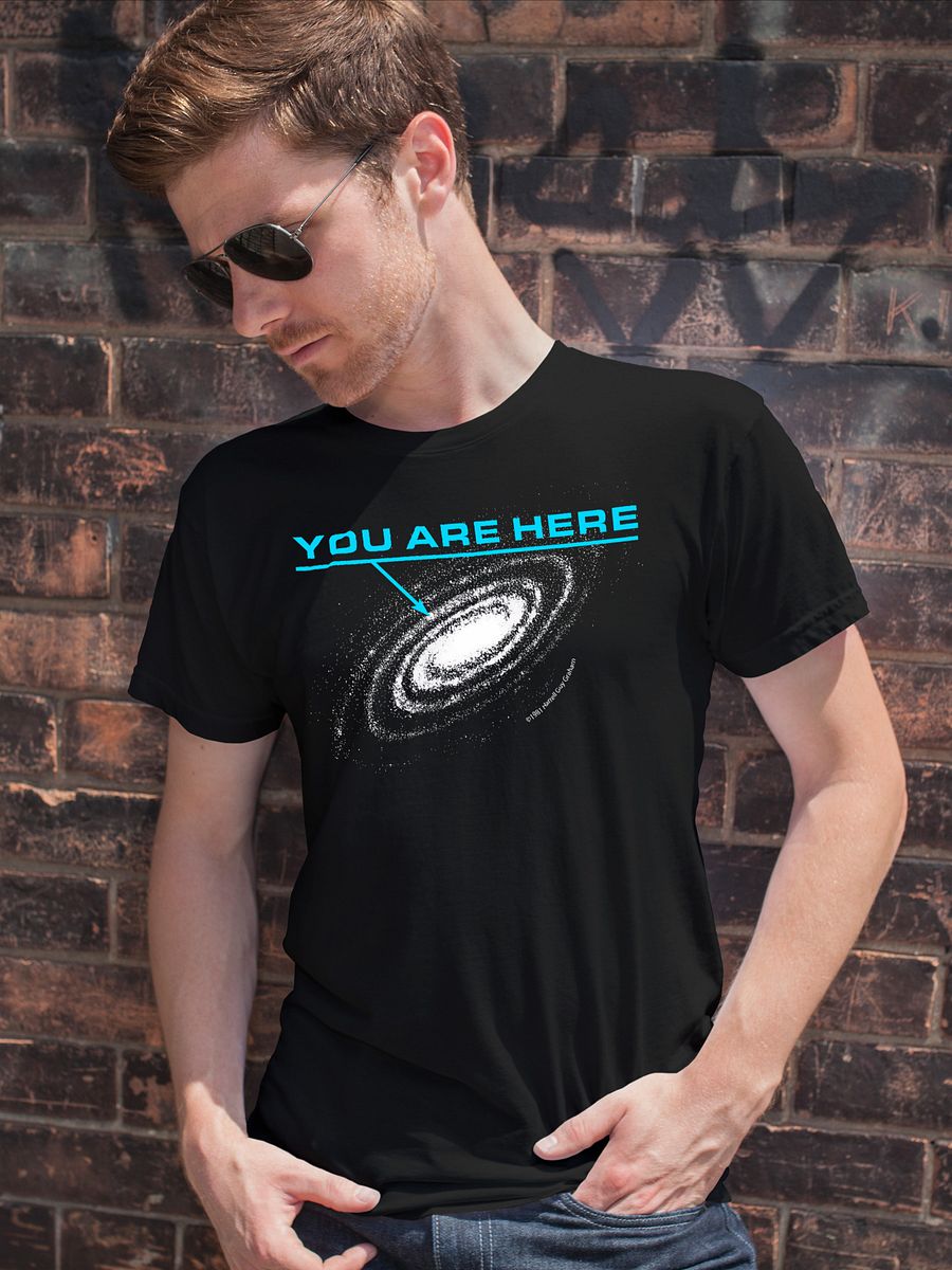 You are here: Milky Way galaxy map — Short-Sleeve Unisex T-Shirt, space t-shirt, star map product image (1)