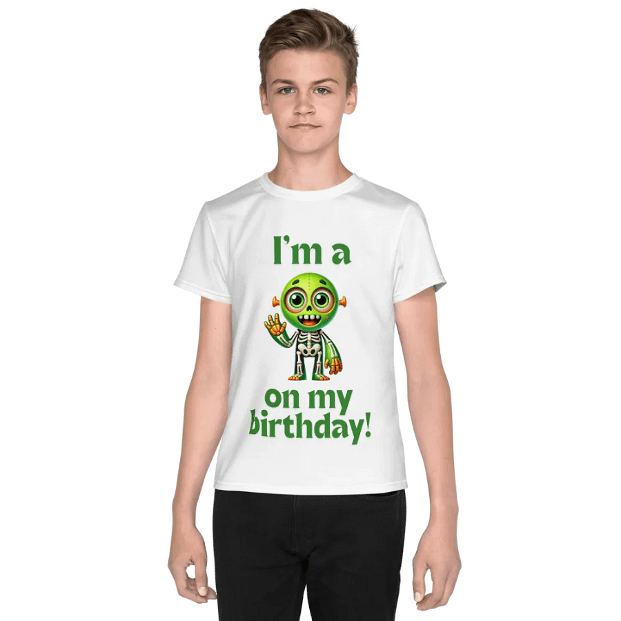 Cheerful Skeleton Birthday Party Youth T-Shirt product image (1)