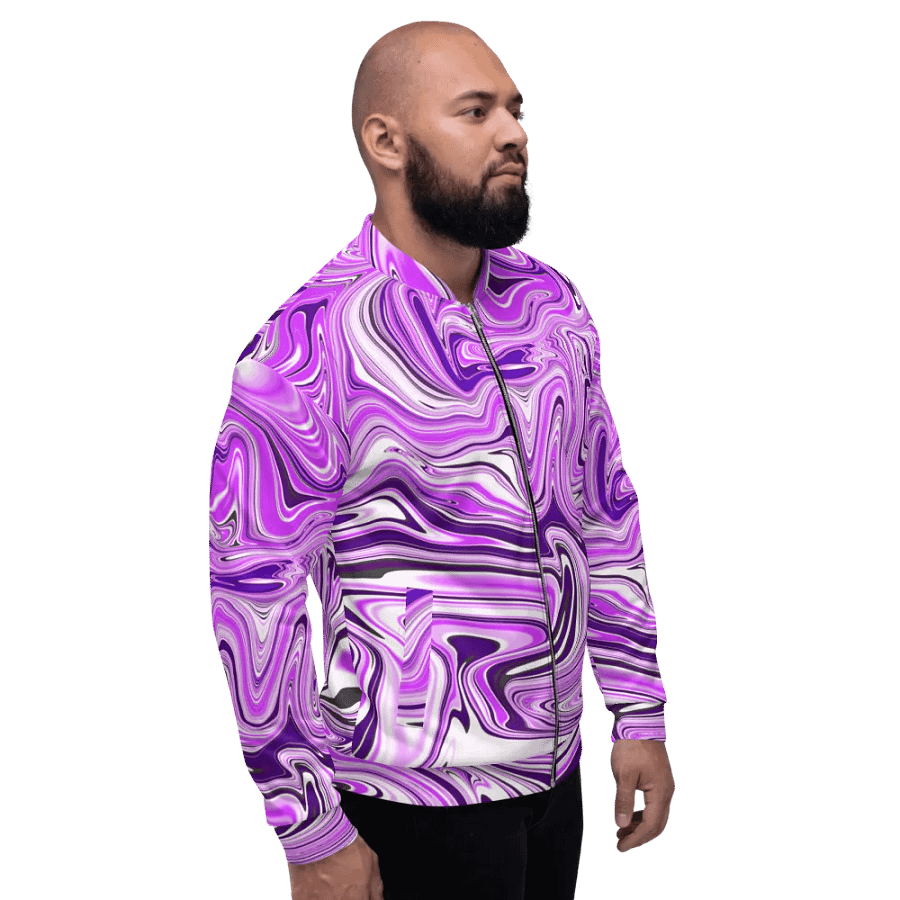 Unisex Bomber Jacket - Purple Digital Fluid Art product image (3)
