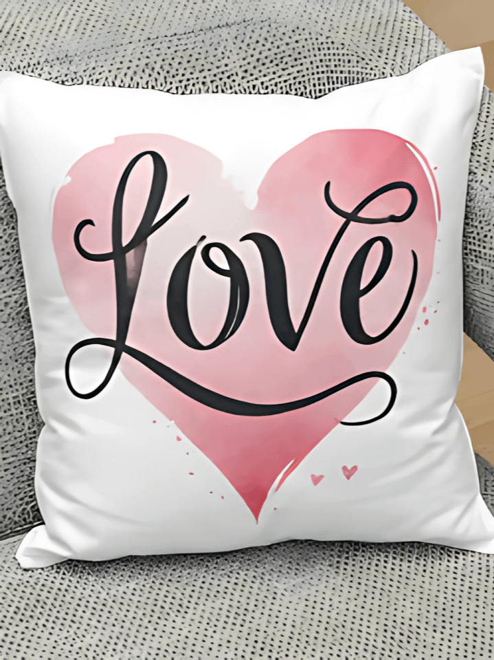 Pink Heart Valentine's Pillow Sublimation Design – 'Happy Valentine’s Day' PNG – 300 DPI Romantic Throw Pillow Digital Download product image (1)