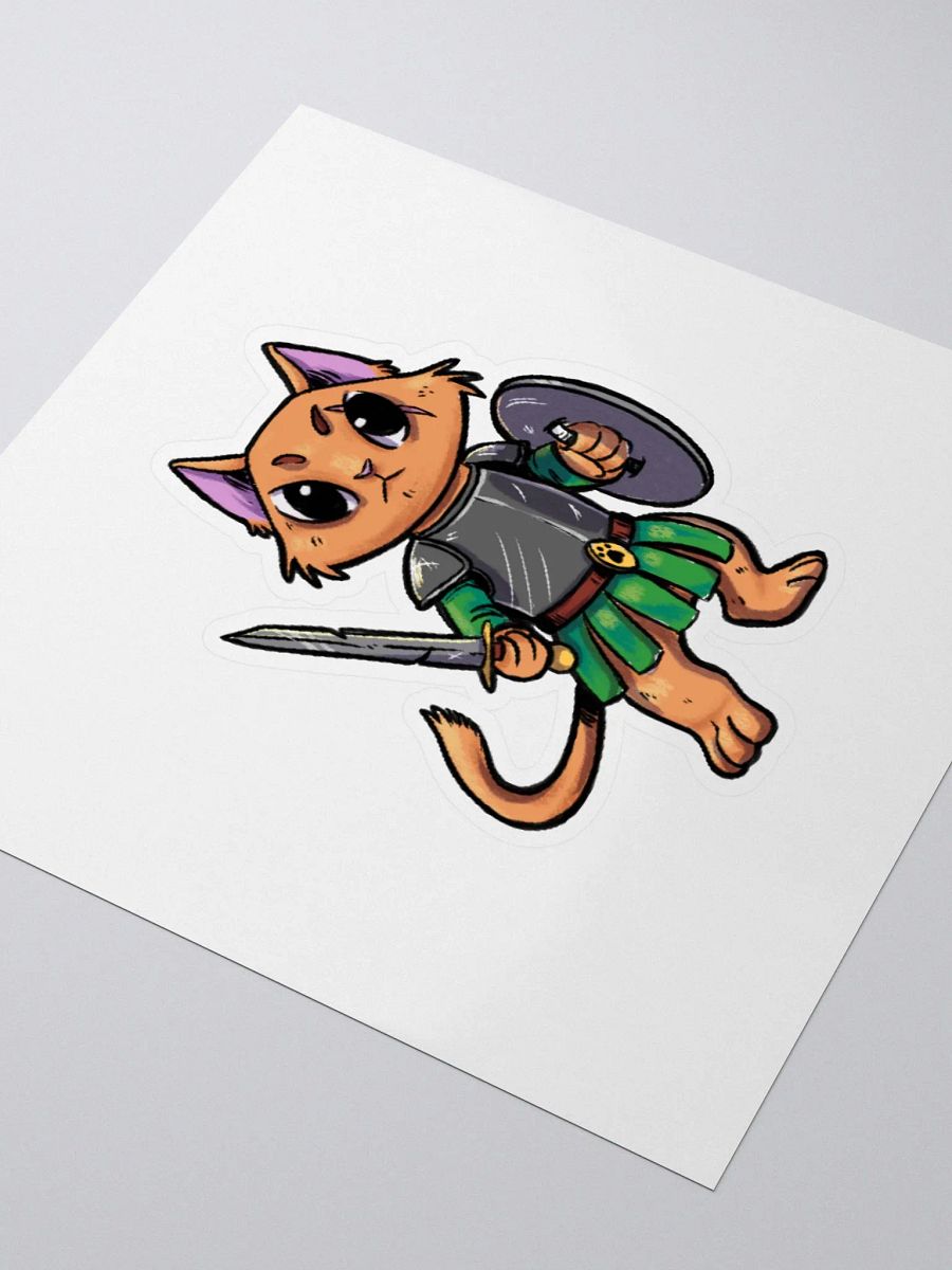 Cat Warrior Bartholomew Sticker - Fantasy Feline Illustration Decal product image (3)