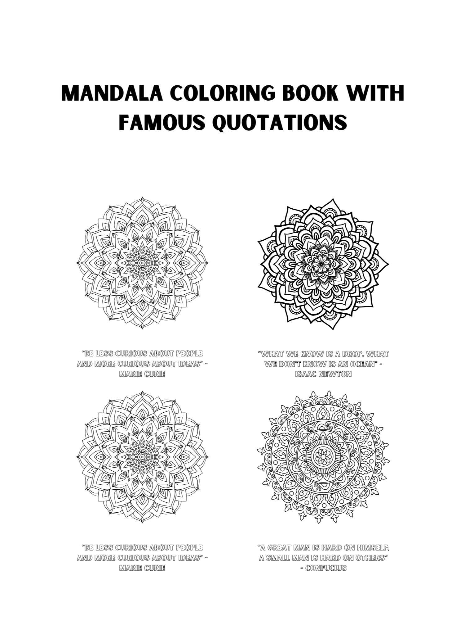 Mandala Coloring Book with Famous Quotations Printable Version product image (1)