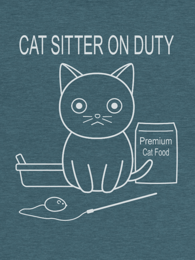 Cat Sitter on Duty Unisex Long Sleeve Tee, White Print product image (1)
