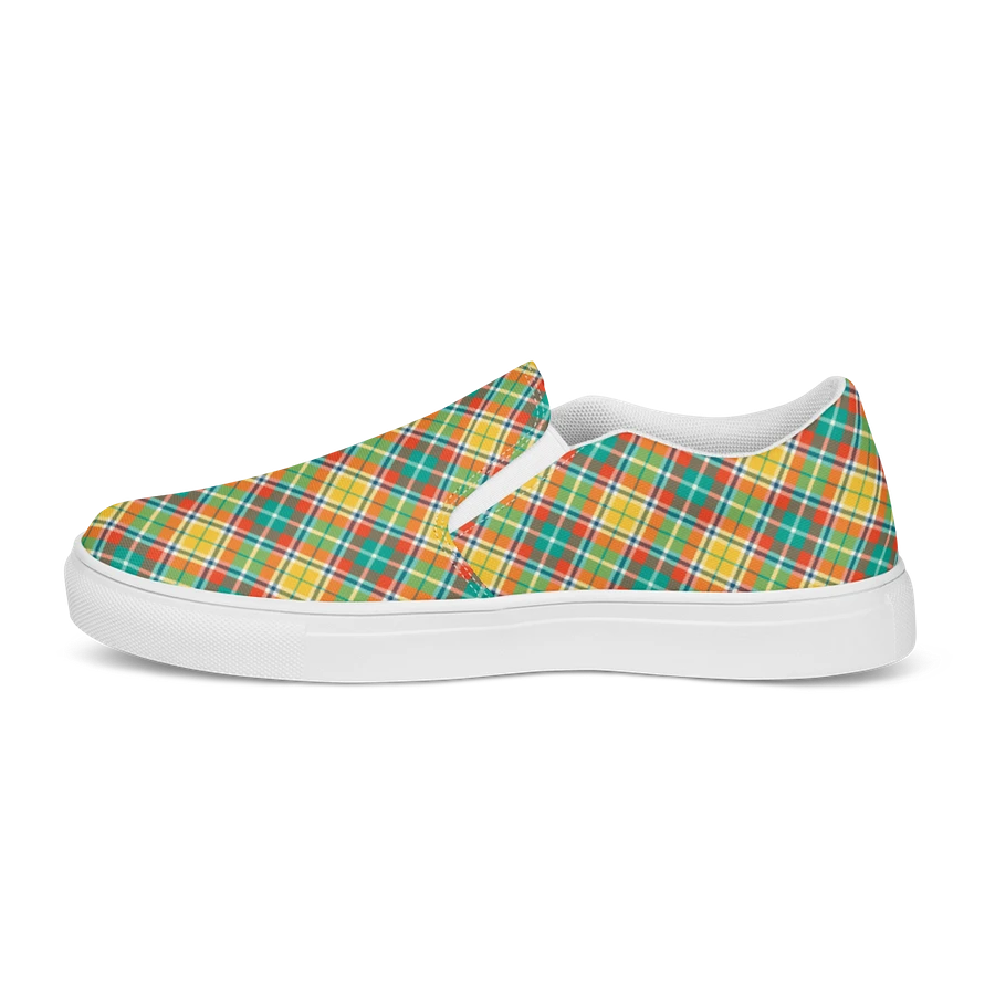 Yellow and Seafoam Green Plaid Women's Slip-On Shoes product image (6)