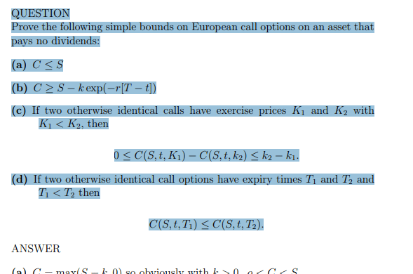 TD - Simple bounds on European call options product image (1)