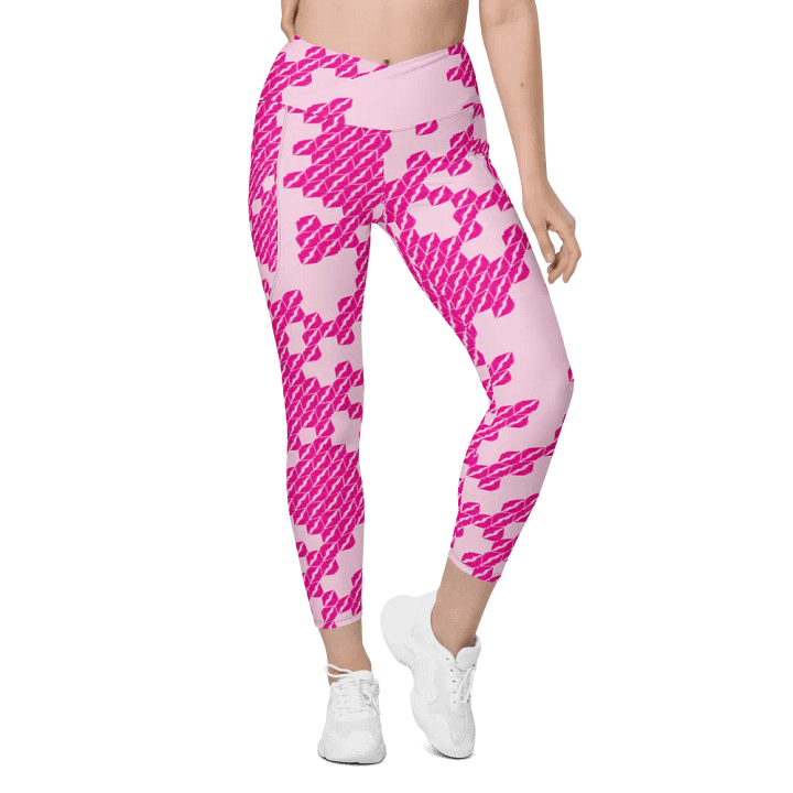Pink Geometric Branching | Leggings with Pockets product image (1)