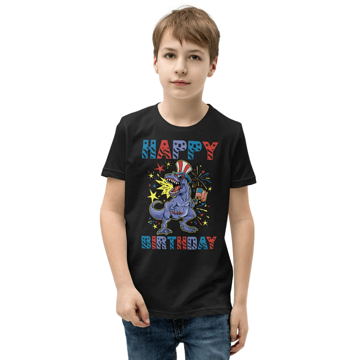 Happy Birthday (USA 4th Of July Dinosaur) T-Shirt For Kids product image (5)