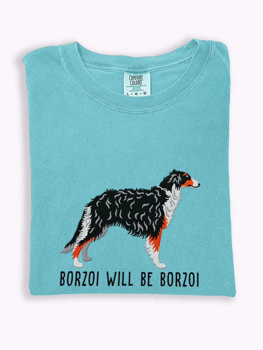Borzoi Will Be Borzoi T-Shirt(Embroidered) of a Borzoi(Tricolor) product image (1)