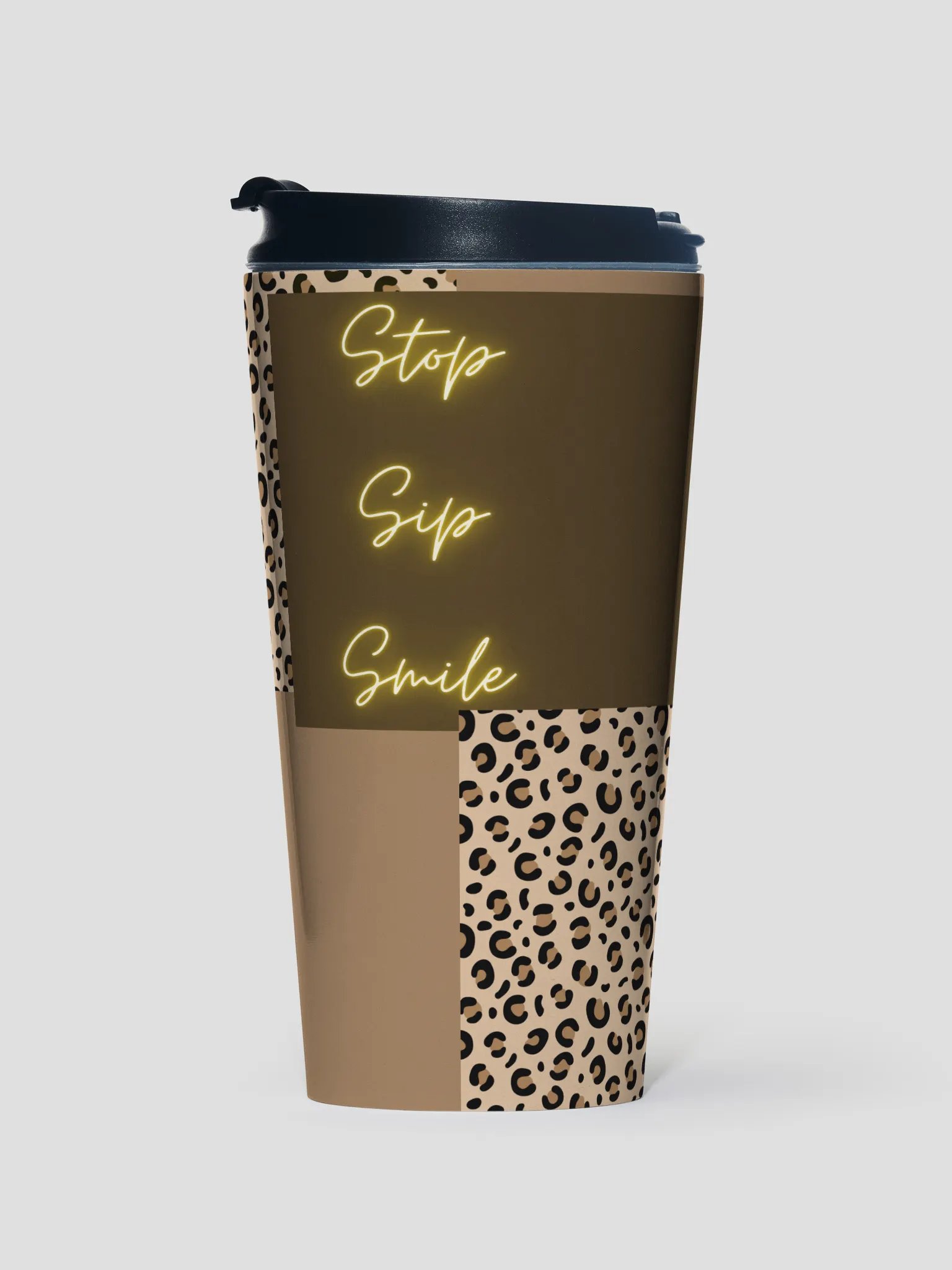 Leopard Print Stainless Steel Travel Mug - Stop Sip Smile product image (1)