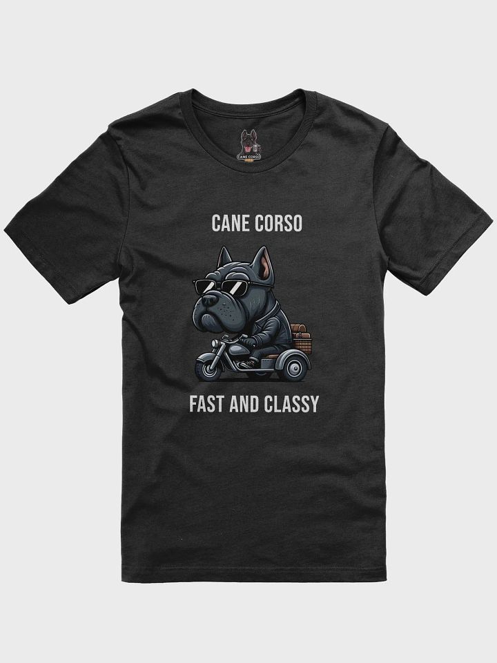Cane Corso T-shirt: Fast and Classy on an Old-School Ride ! product image (1)