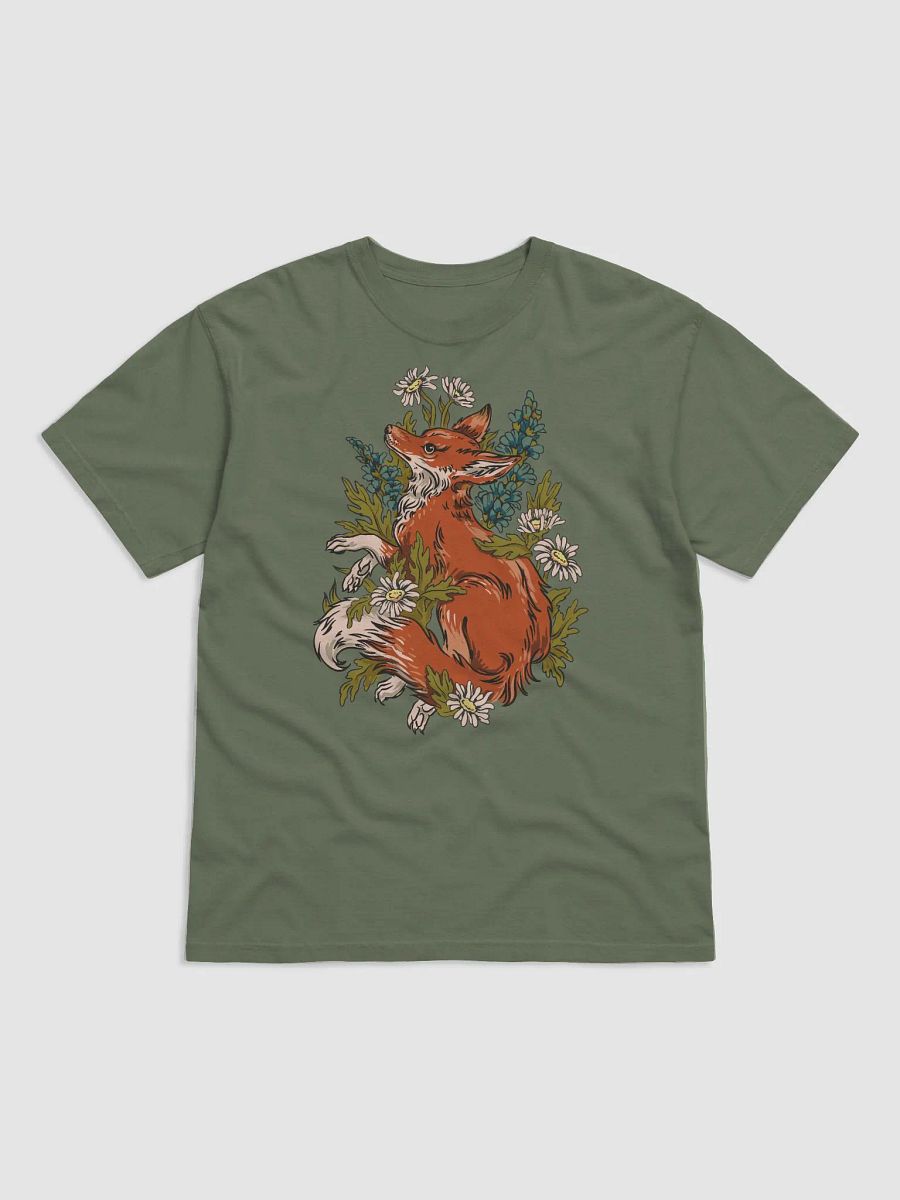 Goblincore and Cottagecore Shirts for Fox Lovers | Red Fox on a Bed of Chamomile Flowers Botanicals T-Shirt product image (16)