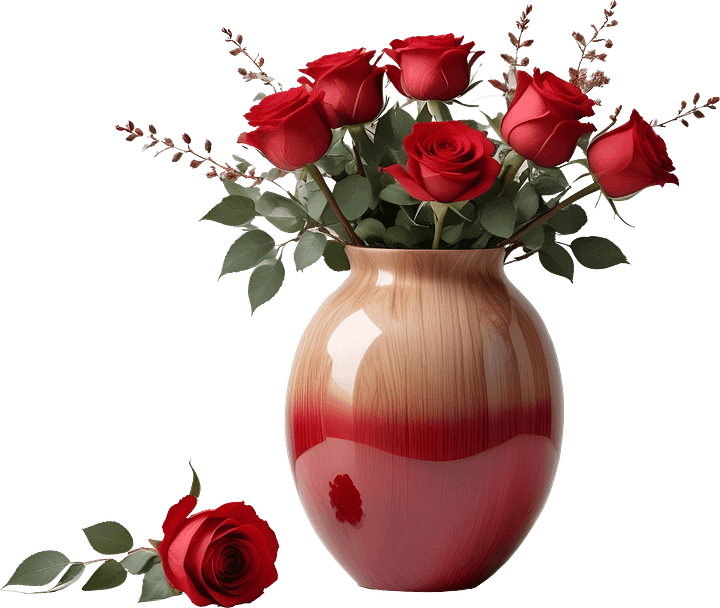 Vase with Red Rose, PNG product image (1)