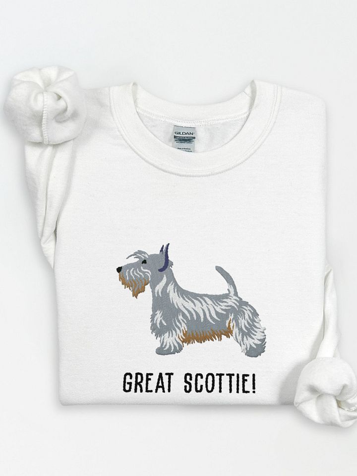 Great Scottie! Sweatshirt (Embroidered) of a Scottish Terrier(Blue) product image (1)