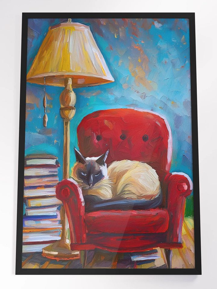 Cat on the Velvet Chair – AI-Generated Digital Art in Oil Painting Style product image (1)