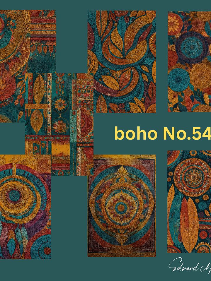 Set of 7 Art Collage Papers : Boho No.547 product image (1)