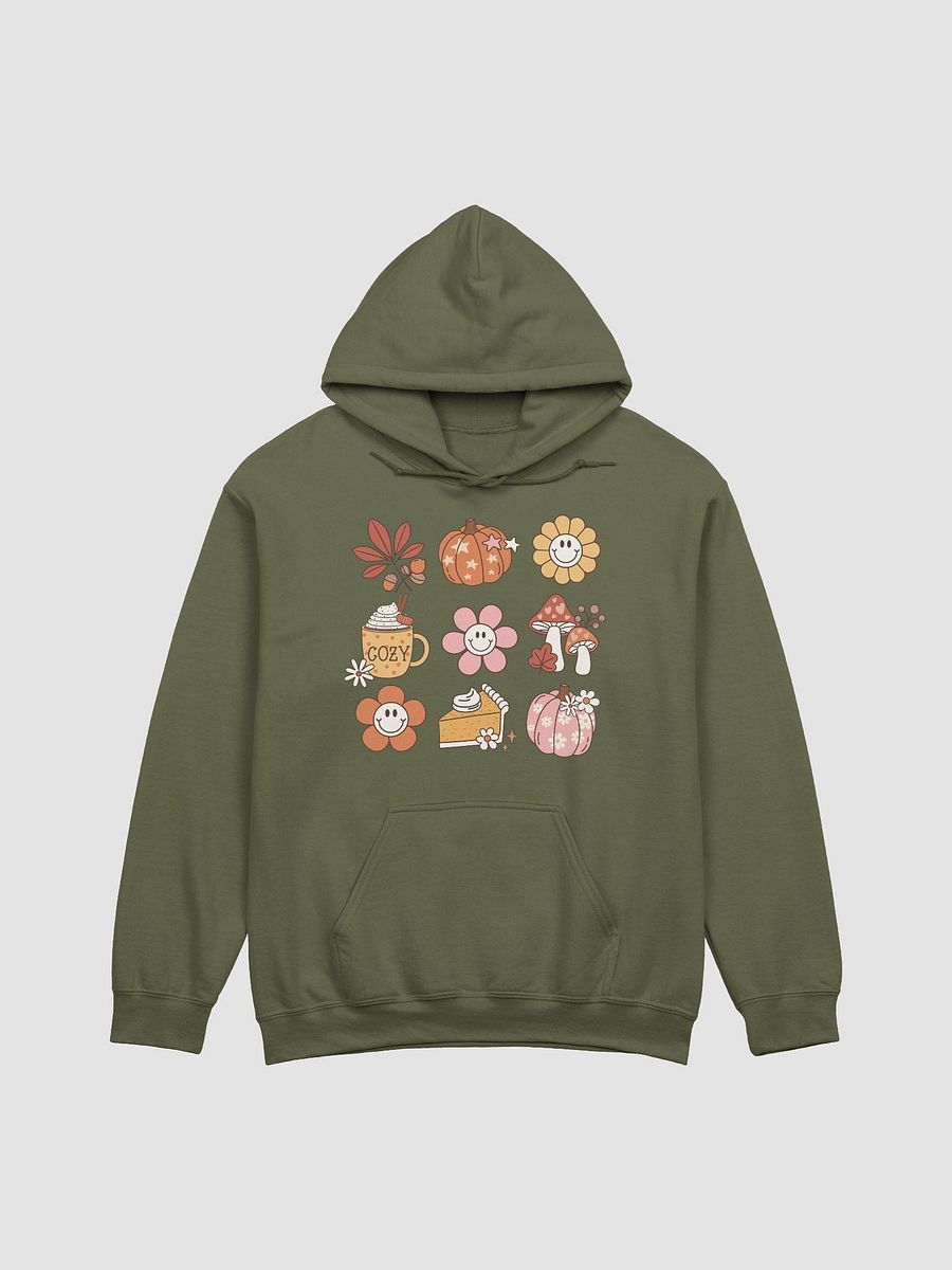 A Grid of Fall and Halloween Elements Hooded Sweatshirt | Cute Fall and Halloween Hoodie Design product image (29)