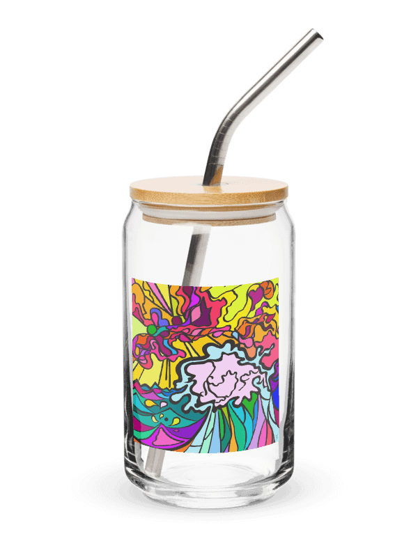 Vibrant Glass Can: A Fusion of Art and Function - Wave at Sunset product image (13)