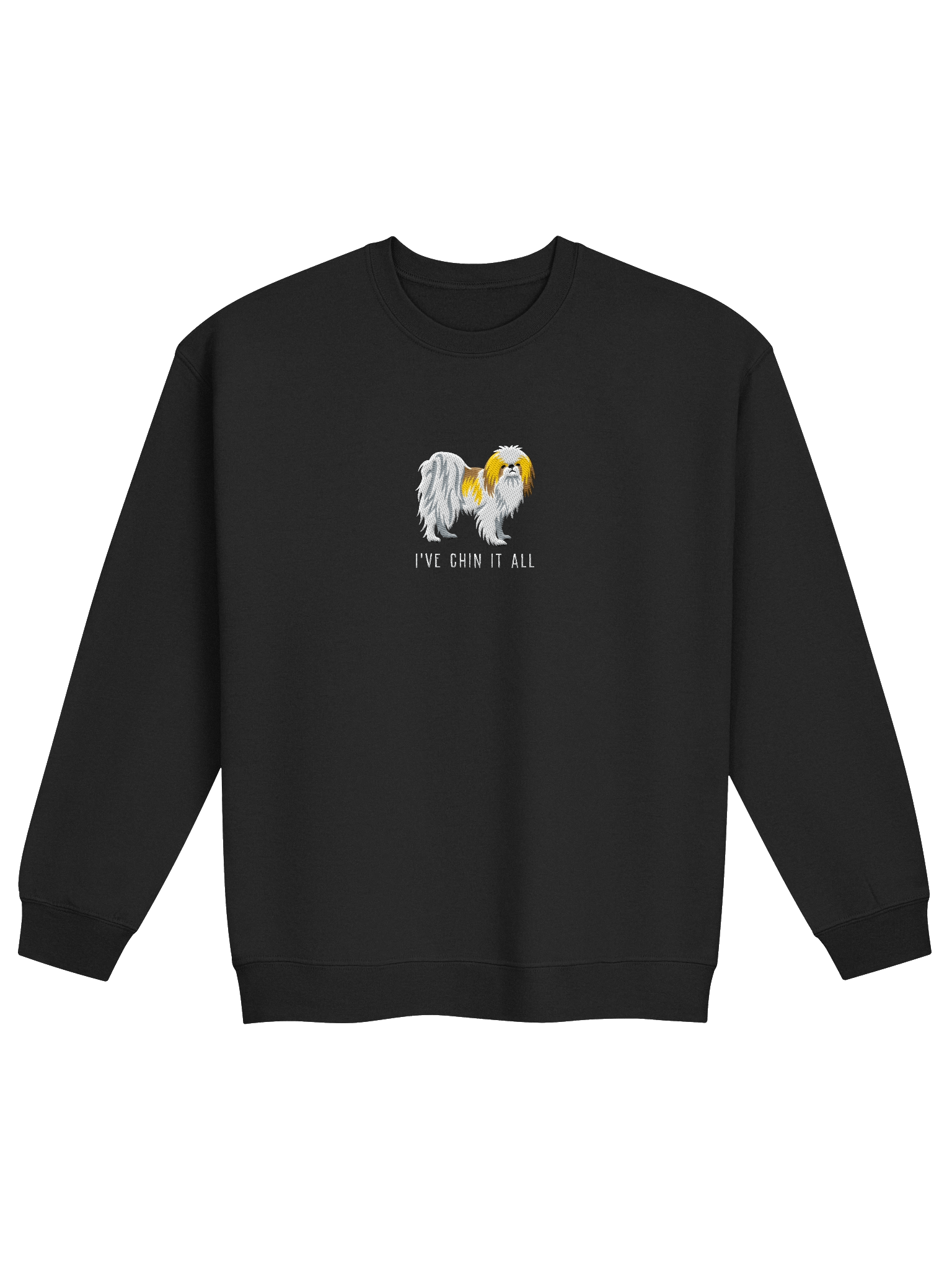I've Chin It All Sweatshirt (Embroidered) of a Japanese Chin(Lemon & White) product image (3)