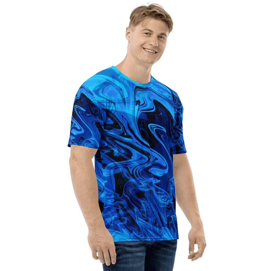 Blue and Black Swarm Pattern Urban Design T-Shirt product image (5)