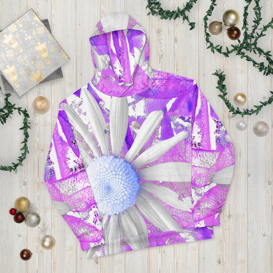 Cool Vivid Abstract Daisy Flower Unisex Pull Over Hoodie product image (10)
