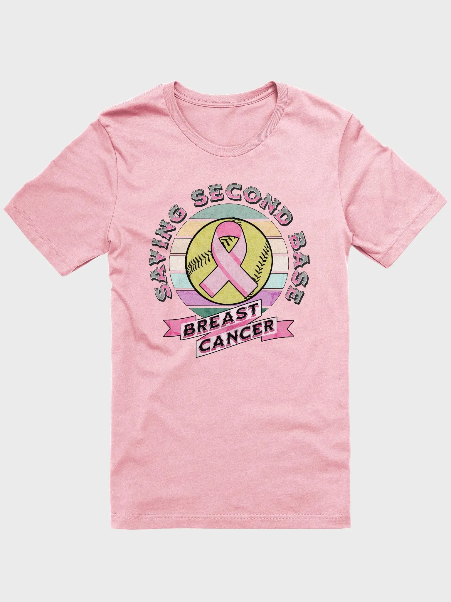 Saving Second Base Breast Cancer Softball T-Shirt product image (1)
