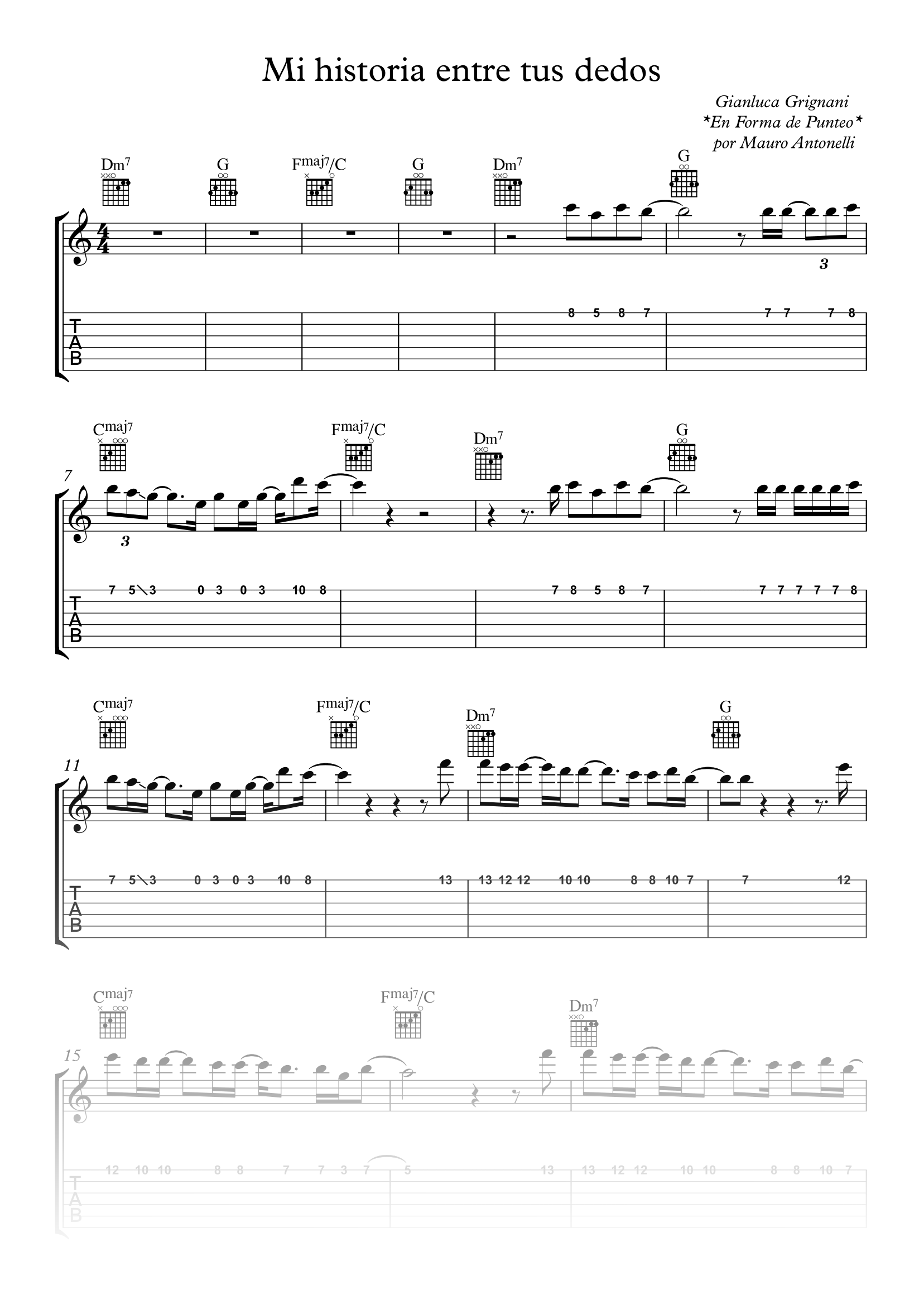 Mi historia entre tus dedos - Partitura + Tabs + Acordes + Pista product image (1)