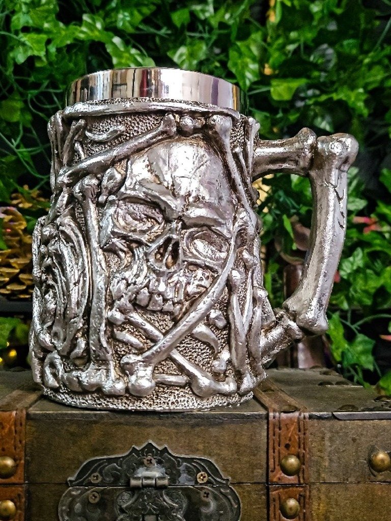 The Armored Kingdom Ironbone Silver Skull Brew Mug product image (1)