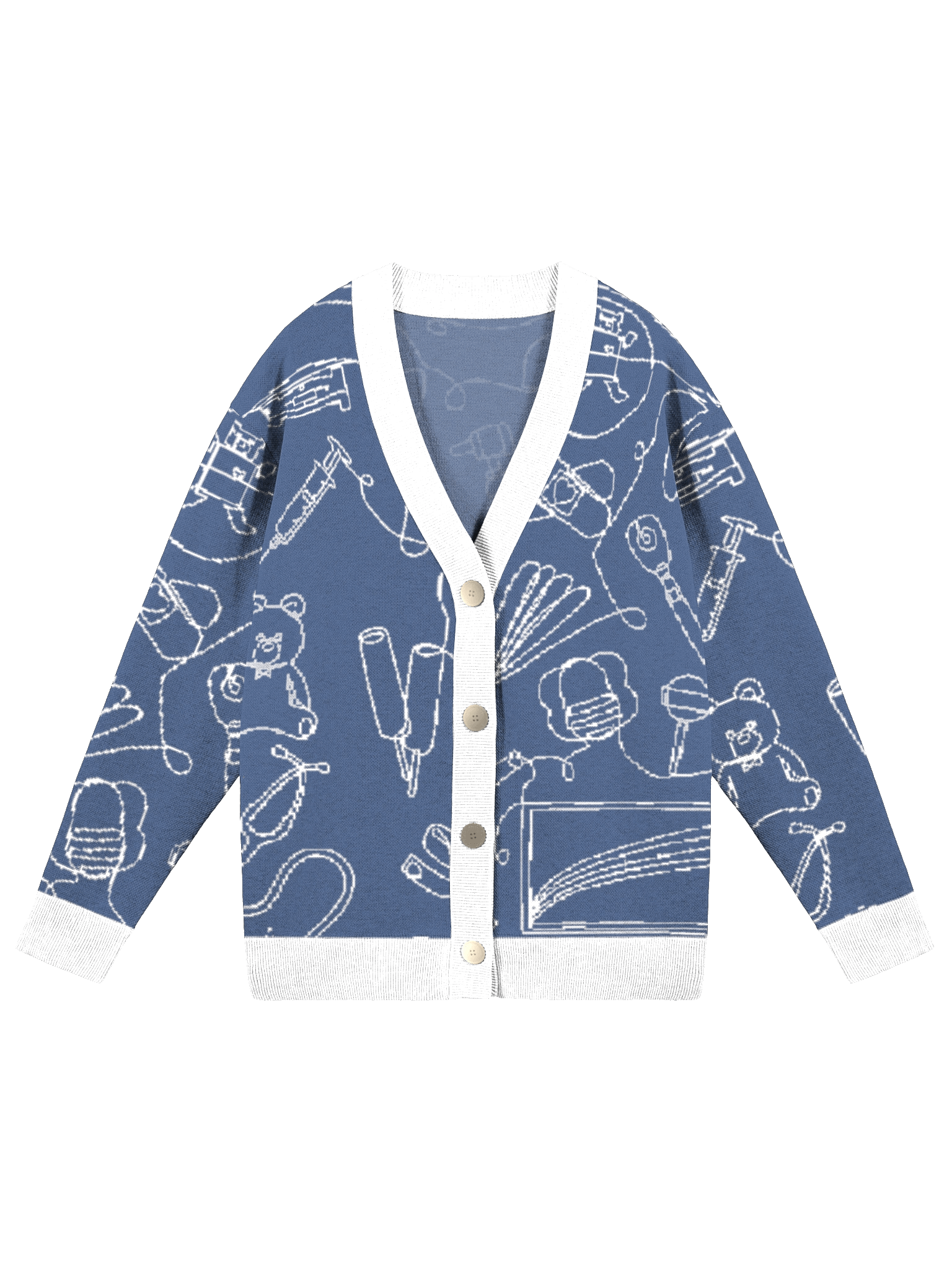 service lines (pediatrics - holiday blue cardigan) product image (1)