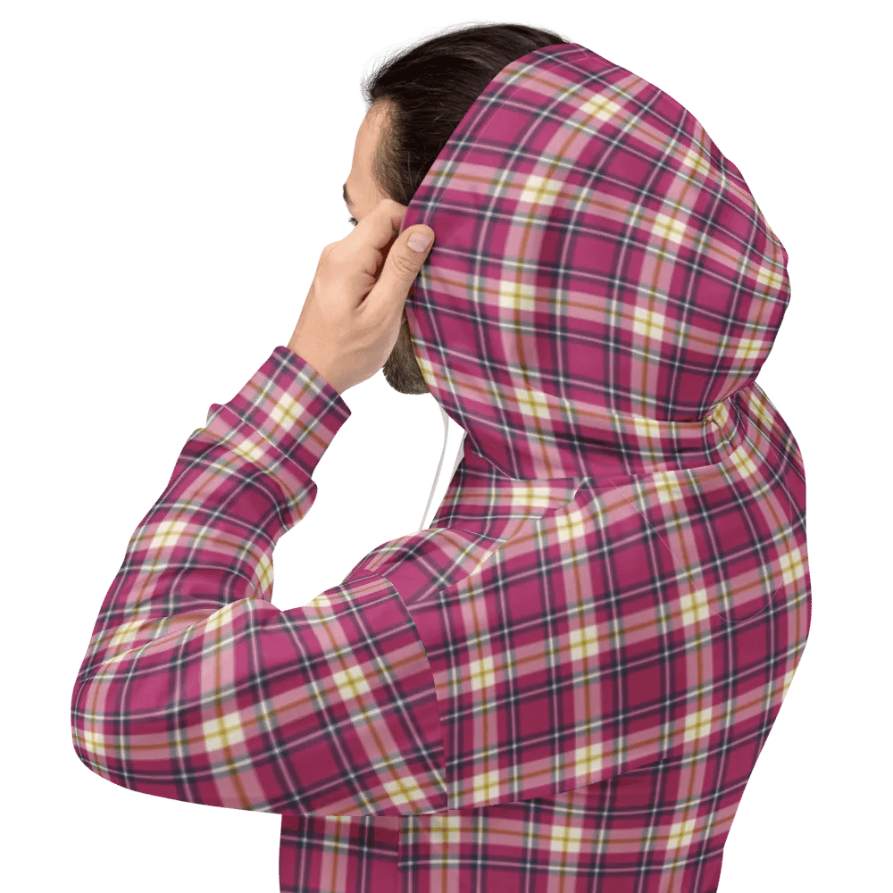 Hot Pink and Navy Blue Plaid Hoodie product image (8)