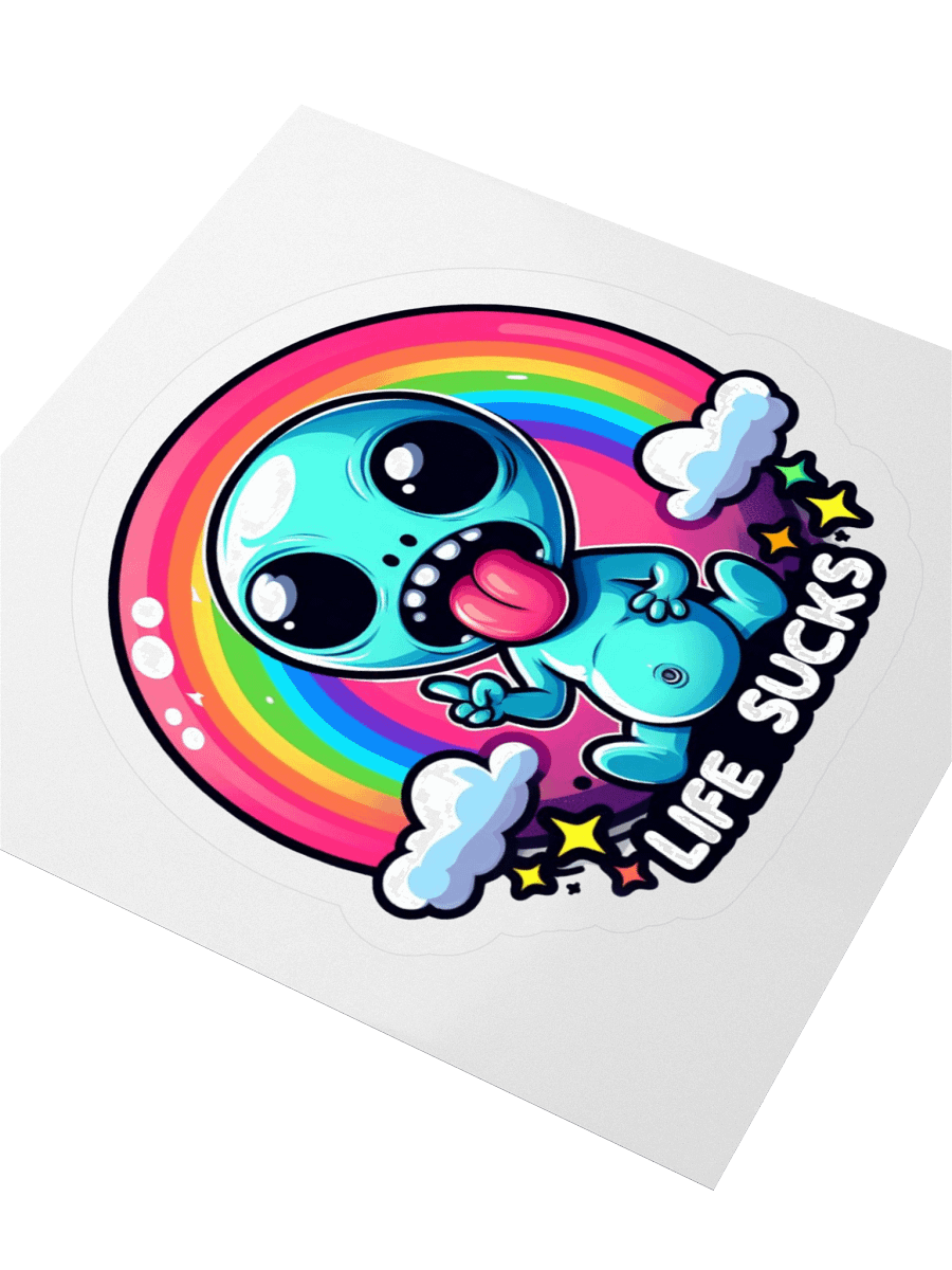 Life Sucks Rainbow Alien Sticker product image (8)