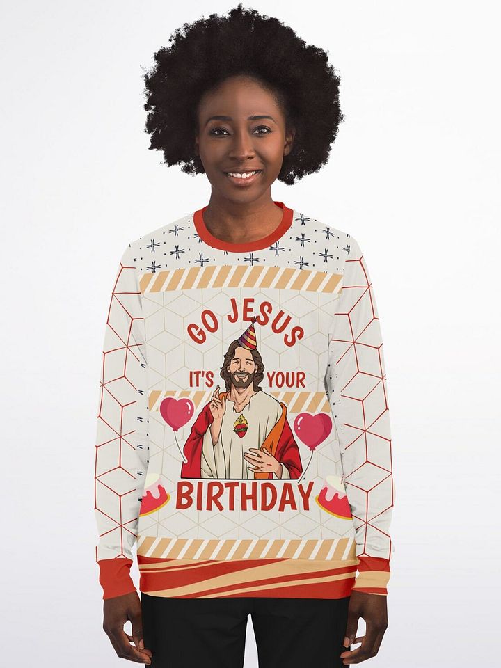 "Go Jesus It's Your Birthday" Christmas Sweatshirt | Funny Religious Holiday Party Outfit | Festive Christmas Sweater product image (1)