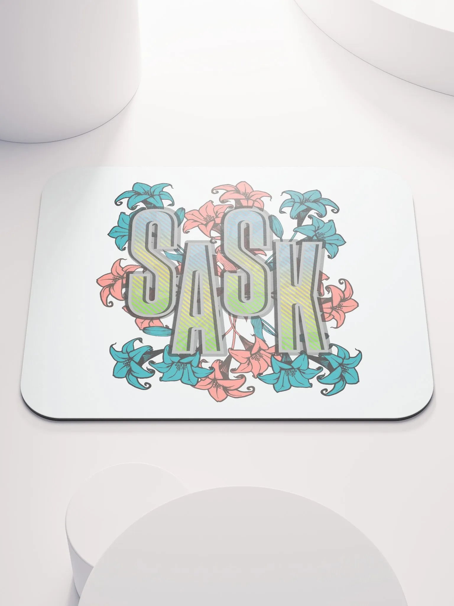Sask Saskatoon Saskatchewan Floral Gradient Mouse Pad product image (2)