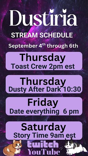 4 Streams coming your way today through Saturday!
Friday is a special event!
Don't forget its Subtember and I am part of the ...