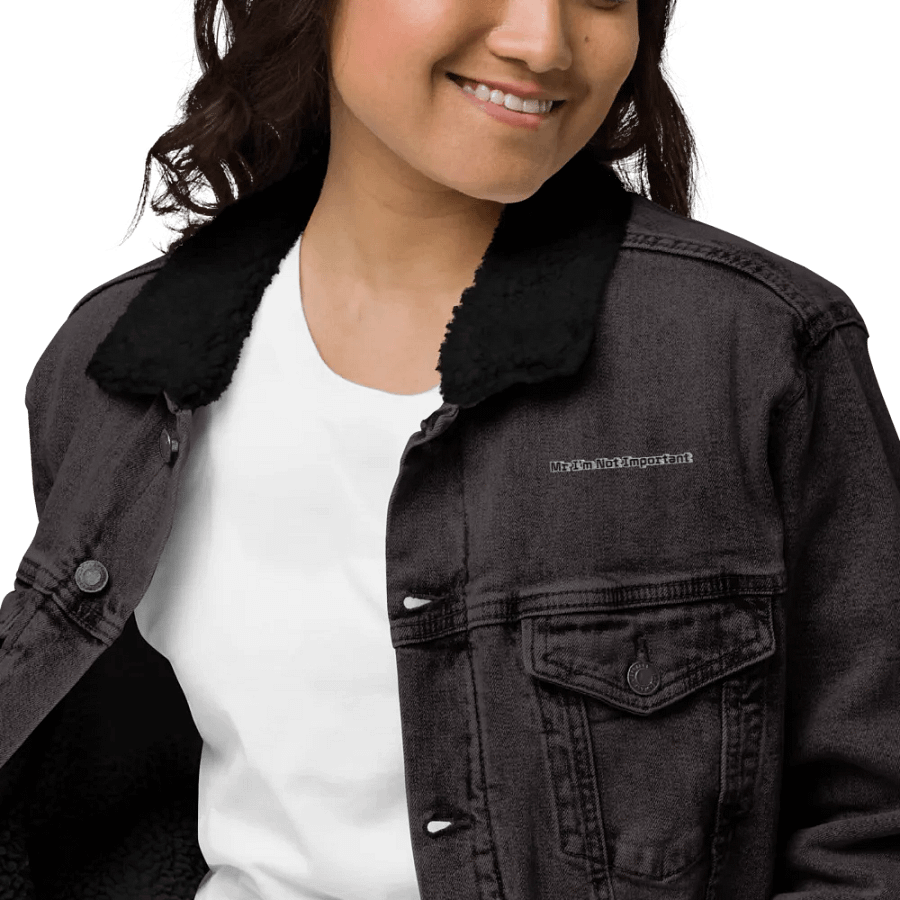 Unisex Sherpa Denim Jacket - Embroidered - Mr I'm Not Important product image (11)