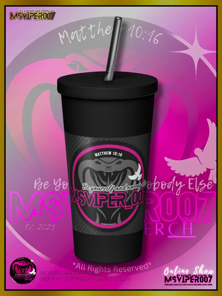Tumbler - "MsViper_007™ Brand [pink/blk] - Support&Sport" Insulated Tumbler with a Straw By Anna H. product image (2)