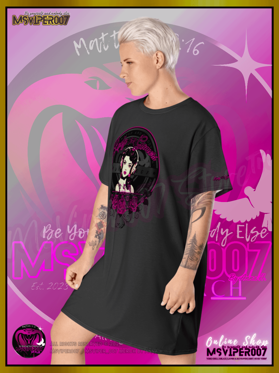 T-Shirt Dress - MsViper007's "Lady Gamers Are Awesome™ | [V3] (eclipse/solid)" T-Shirt Dress product image (9)