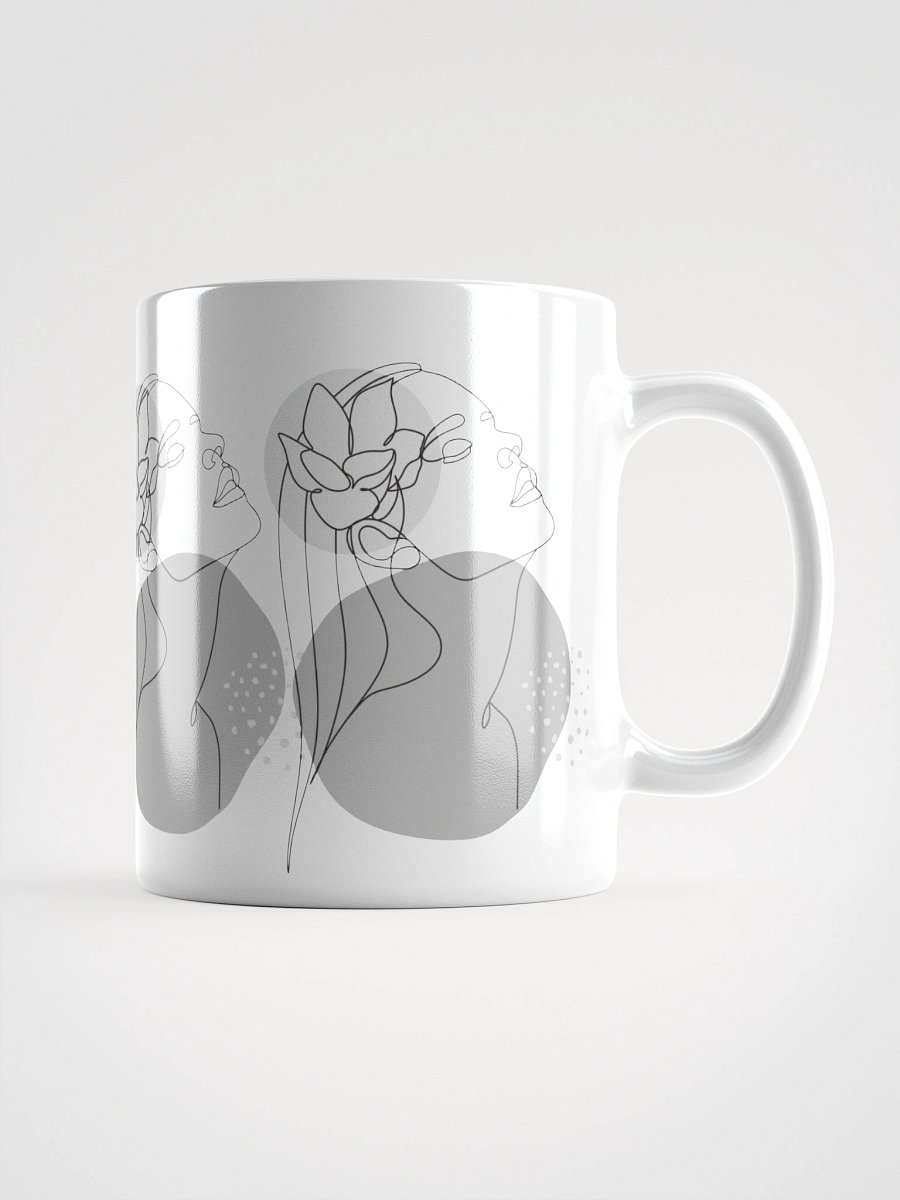 Mug Blanc Equilibre Femme Gris - Elégance Silencieuse - Idée Cadeau Raffiné product image (1)