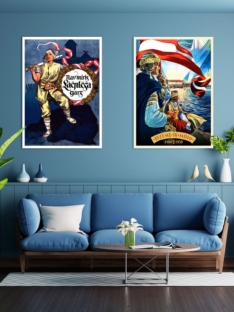Latvia retro poster, Riga, 1939 — Retro travel poster, vintage travel wall art, propaganda poster, patriotic poster product image (2)