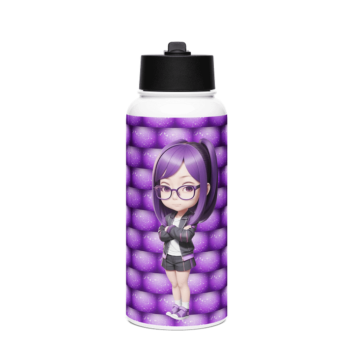 (PURPLE CHIBI) K Stainless Steel Water Bottle with a Straw Lid product image (1)