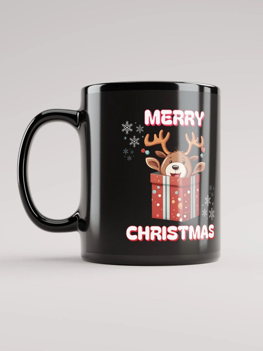 Adorable Baby Reindeer Wishing All A Merry Christmas Black Mug product image (12)