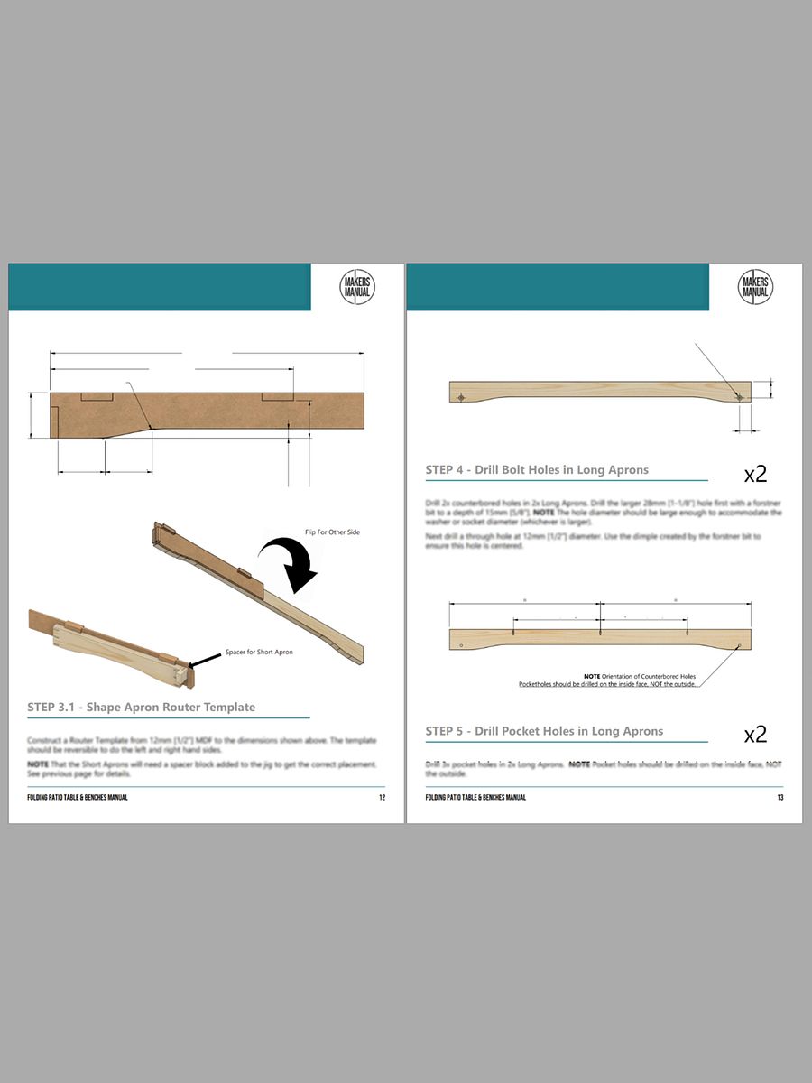 Folding Patio Table & Benches | Digital Plans product image (10)