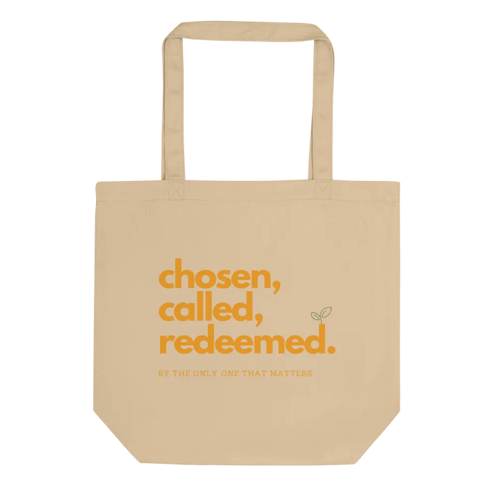 Chosen, Called, Redeemed Eco-friendly Tote (Yellow Text) product image (1)