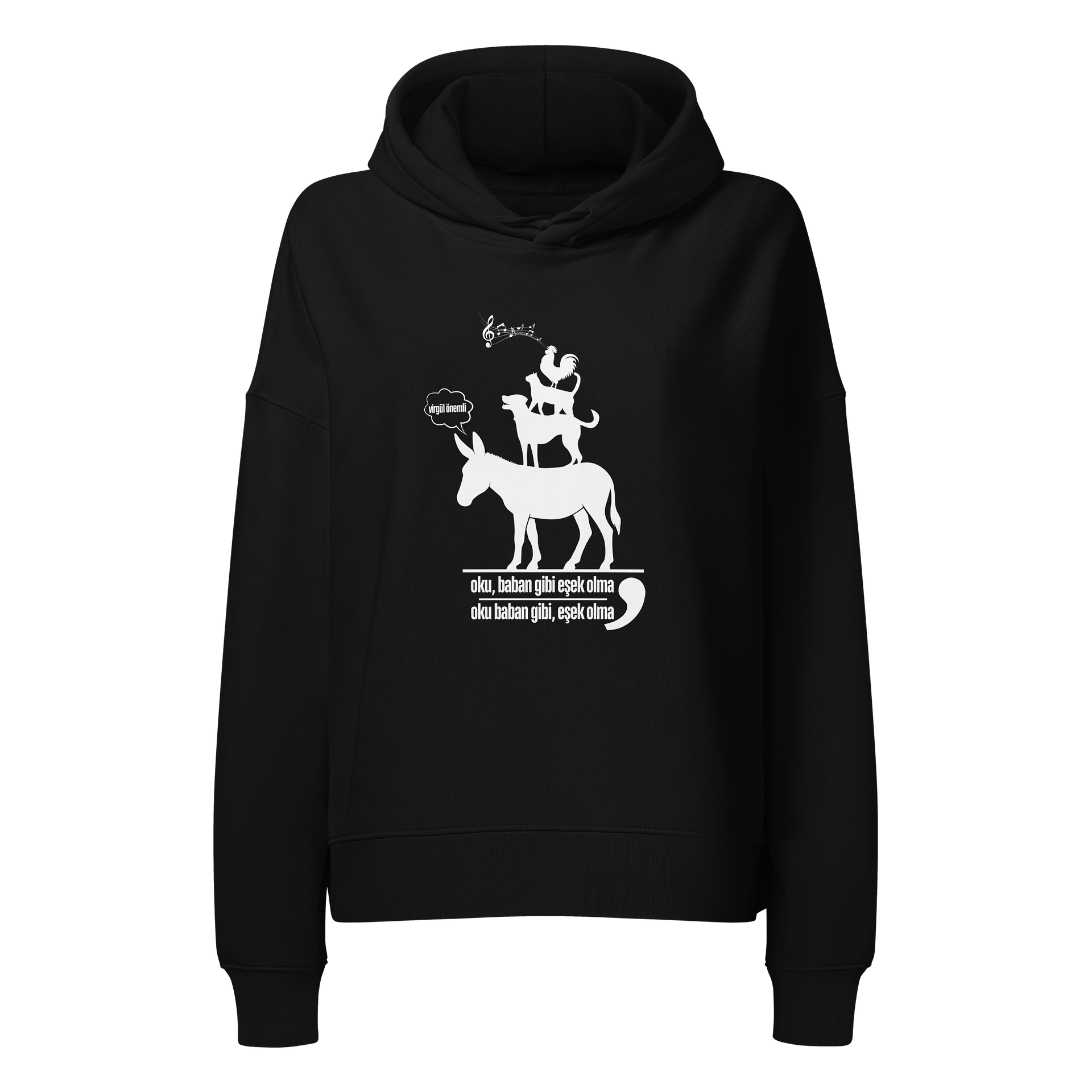 "Virgül Önemli | Oku Baban Gibi Eşek Olma" Tasarımlı Stanley/Stella Kadın Organic Hoodie | %100 Organik Pamuk product image (2)