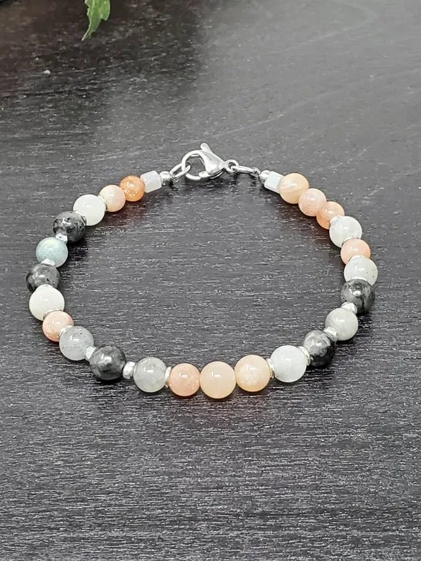 Inner Light Bracelet | Moonstone, Sunstone, Shungite | Handmade Crystal Healing Jewelry product image (2)